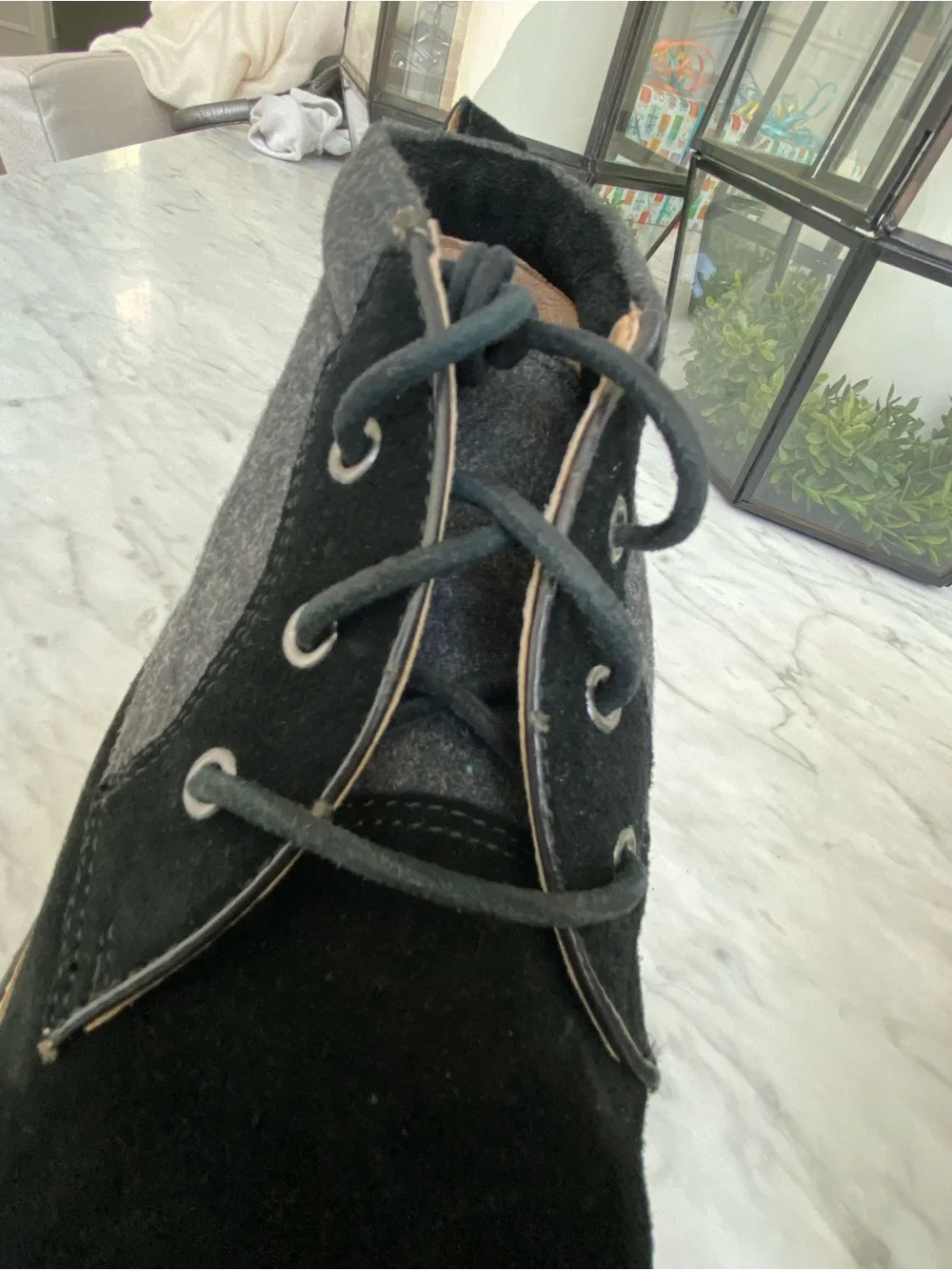 John Varvatos Redding Black and Gray Suede & Wool Chukka Boots